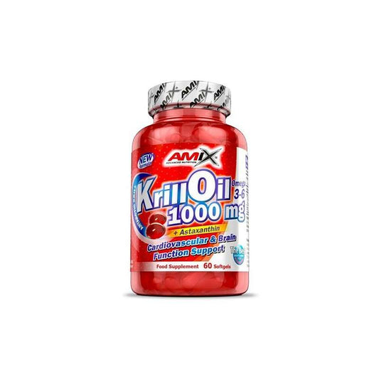 Amix Krill Oil 1000 mg de Amix Nutrition - Suplemento de aceite de kril rico en omega-3, ideal para la salud cardiovascular y el bienestar general. Mejora la función cerebral y reduce la inflamación. Perfecto para deportistas y personas activas.