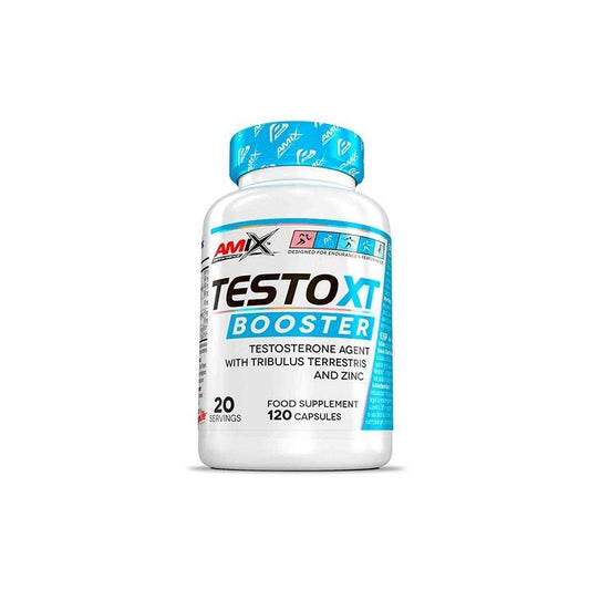 AMIX Performance Testo XT Booster 120 cápsulas – Potenciador natural de testosterona para aumentar fuerza, energía y rendimiento en atletas. Fórmula avanzada con ingredientes como tribulus, maca y ZMA para apoyar el desarrollo muscular, mejorar la resistencia y optimizar la recuperación. Ideal para quienes buscan resultados en entrenamiento y masa muscular.