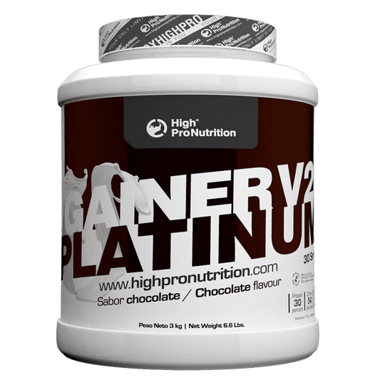 High Pro Gainer V2 Platinum 3 kg - Aumenta masa muscular y acelera recuperación con proteínas, carbohidratos y creatina. Ideal para ganar peso de forma saludable.